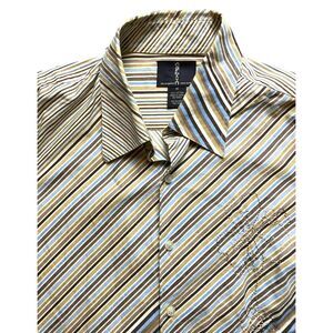 Carbon Shirt Adult Medium Wild Abstract Striped Button Up Embroidered Flower Men